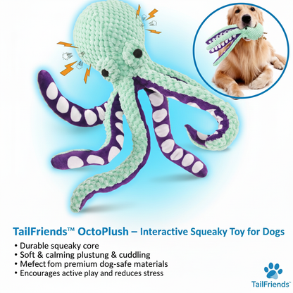 TailFriends™ OctoPlush – Interactive Squeaky Toy for Dogs