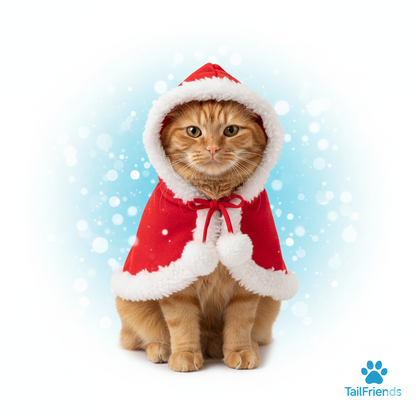 Christmas Cat Costume – Cozy Santa Cape & Hat