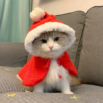 Christmas Cat Costume – Cozy Santa Cape & Hat